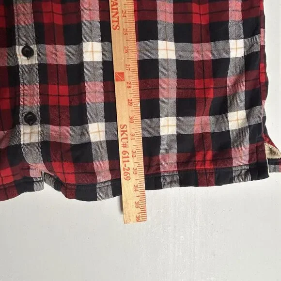 LL Bean Fleece Lined Flannel Shirt Jacket Mens XXL Tall Red Plaid Sherpa - Picture 6 of 6